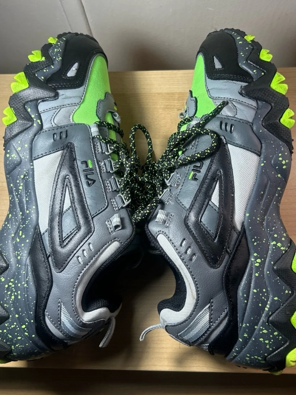 Fila Bright Green and Black Trail Sneakers